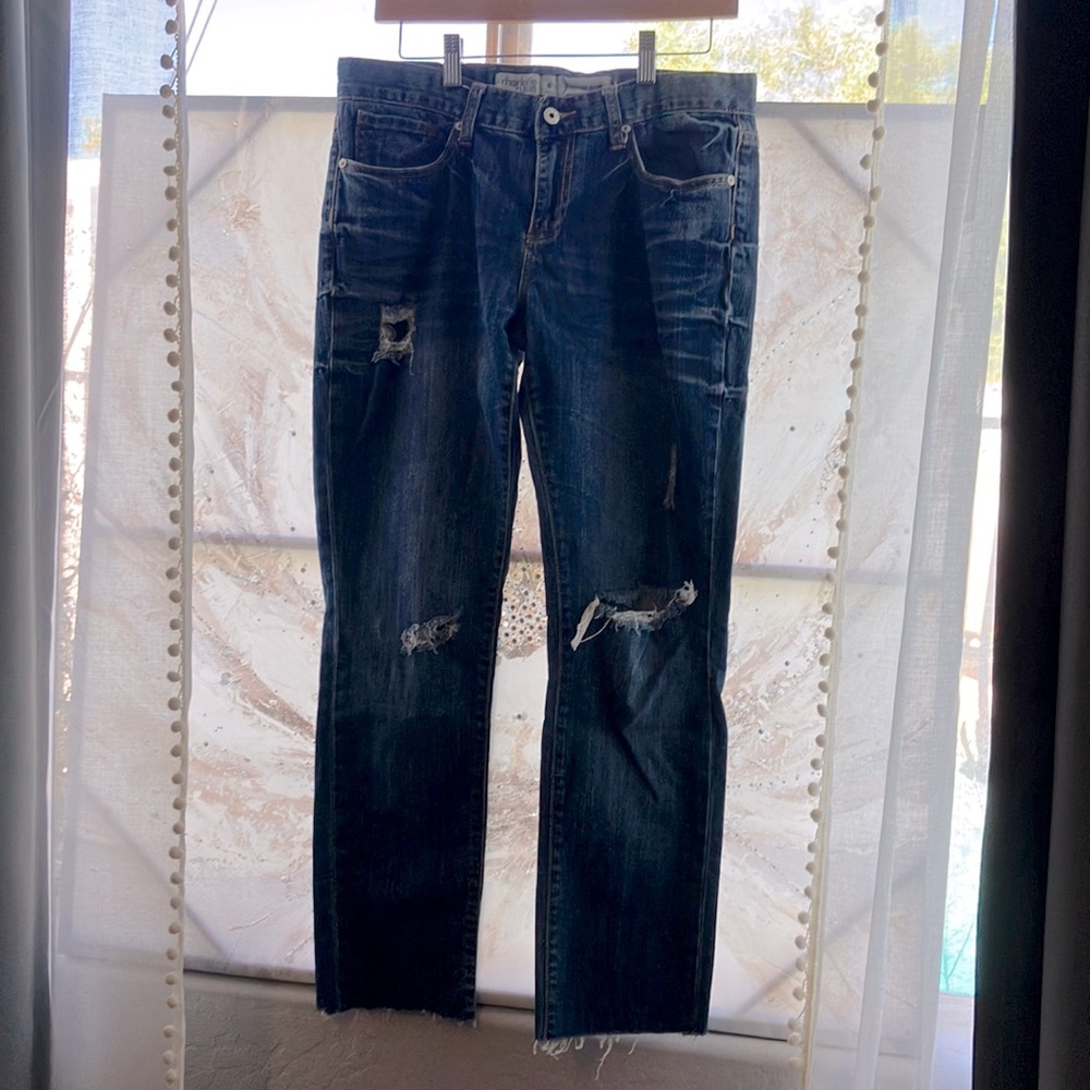 Charlotte Russe slouchy slim distressed jeans.